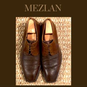 MEZLAN VERDICT Brown 2 Tone Leather Dress Oxford Lace Up Square Toe Size 11.5M